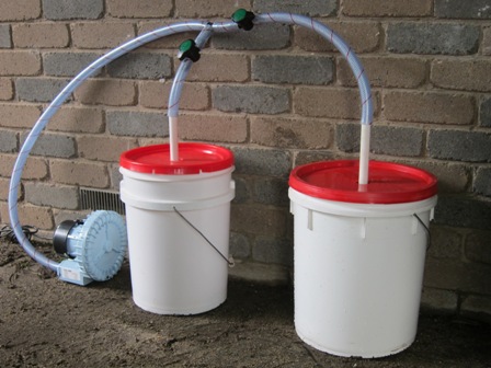 Bucket lid white 20l prepared for aerated compost tea fermentor 